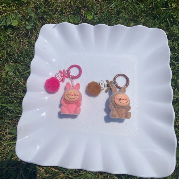 10PCs Mini Labubu Keychain Pom-pom.Fuzzy Colorful Animal Key Ring Set for Party - Picture 7 of 17
